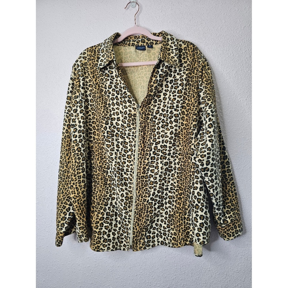Westbound Woman Leopard Print Zip Up Shirt Jacket Brown Black Plus 3X Mob Wife
